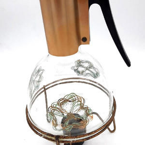 Vintage MCM Glass Coffee Pot With Metal Candle Warmer